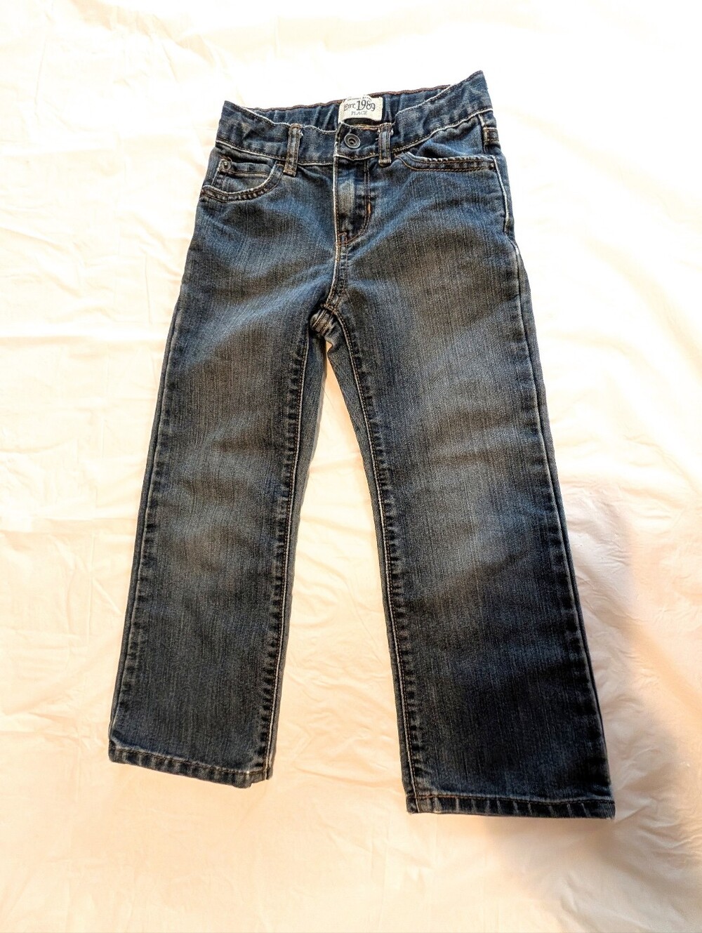 The Children's Place Boys Stretch Slim Bootcut Jeans Blue Size 5 Slim Distressed